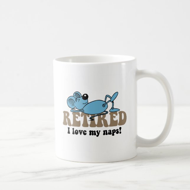 Mug Retraite faisante une sieste de souris drôle (Droite)
