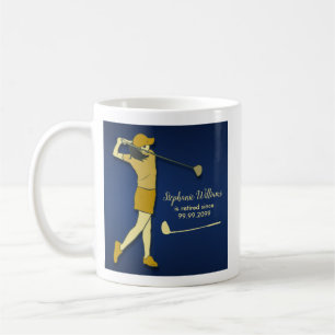 Mug Retraite Golf Party Classic Blue Golden Woman