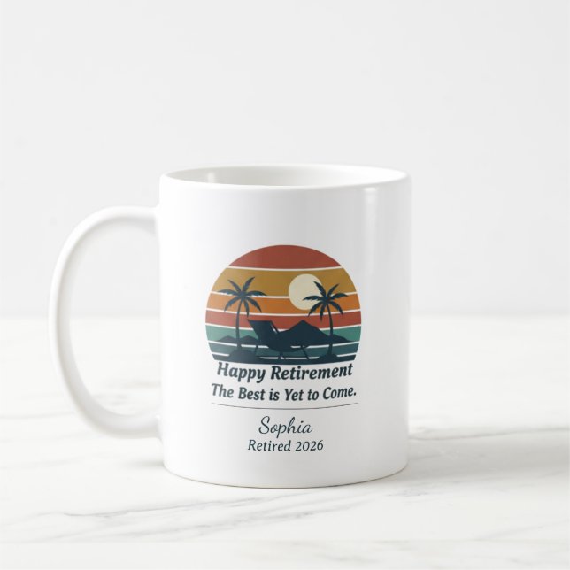 Mug Retraite Heureuse Nom Personnalisé & Année (Gauche)