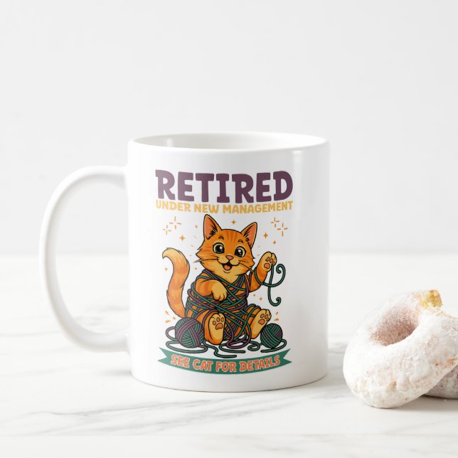 Mug Retraité Sous Nouvelle Direction Voir Chat Pour Le (Avec donut)