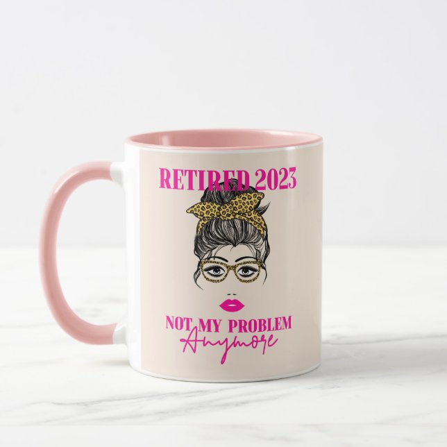 Mug Retraitée 2023 Femmes Retraite Face Lèvres Lunette (Gauche)