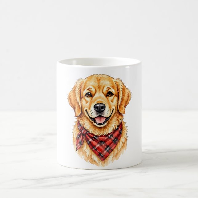 Mug Rétreiver doré heureux avec bandana rouge (Centre)