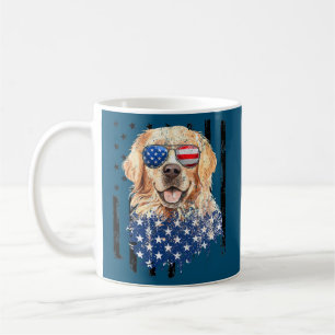 Mug Retriever Crème Drapeau Américain Golden Retriever