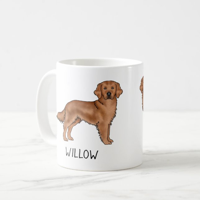 Mug Retriever doré rouge dessin animé Chien nom person (Devant gauche)