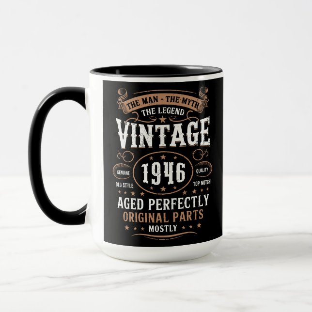 Mug Retro 1946 Birthday Man Myth Legend 80th   (Gauche)