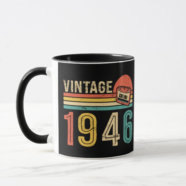 Mug Retro 1946 Birthday Music Lover Cassette Tape Bday (Gauche)