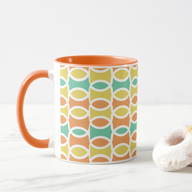 Mug Rétro 1960s Cercles Ovals Orange Or Turquoise (Avec donut)
