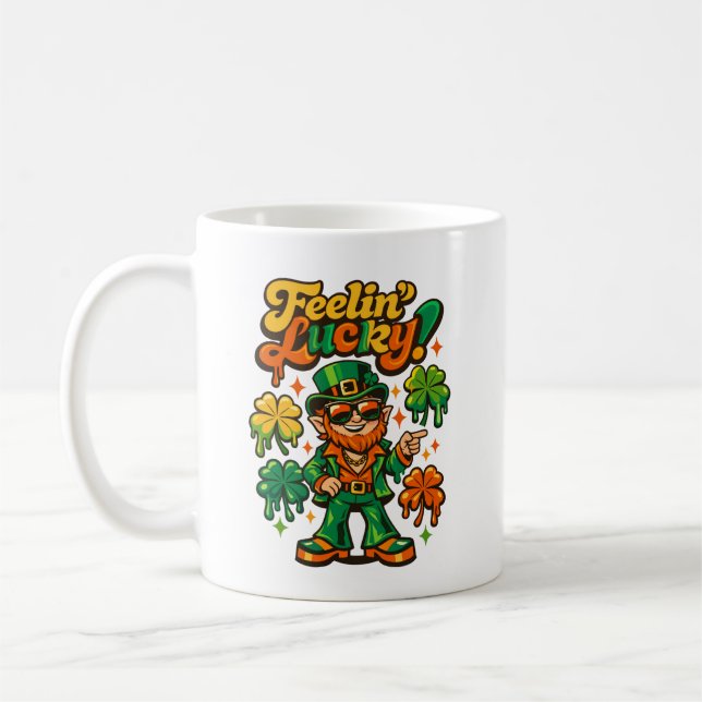 Mug Retro 70s Groovy Leprechaun Chanceux St. Patrick (Gauche)