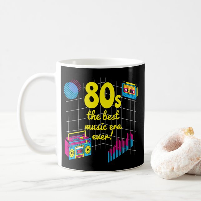 Mug Retro 80s : la meilleure époque musicale ! (Avec donut)