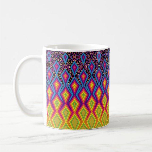 Mug Retro 90s Vibrant Neon couleur Motif Abstrait (Gauche)