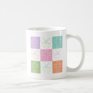 Mug Retro À damiers Christian Cross Coquette Bow