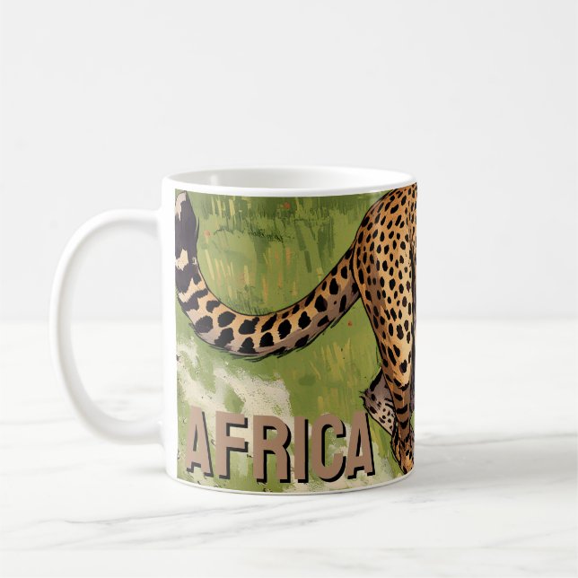 Mug Rétro Afrique Guépard Scénique (Gauche)