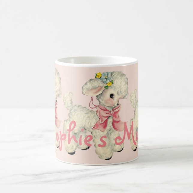 Mug Rétro agneau Personnalised de Pâques (Centre)