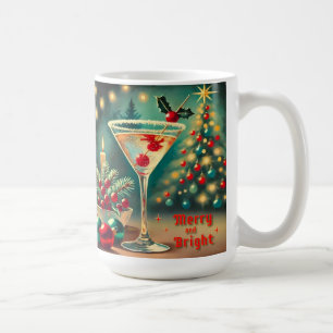 Mug Retro années 50 Cocktail Martini Noël Merry Bright