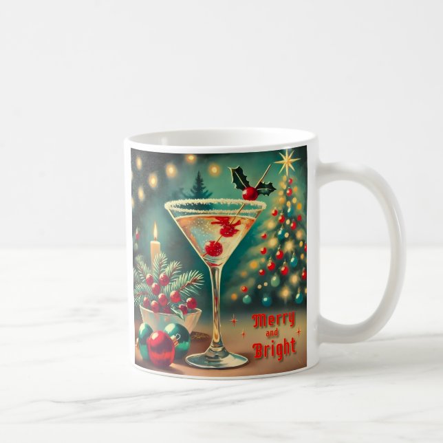 Mug Retro années 50 Cocktail Martini Noël Merry Bright (Droite)