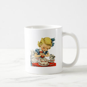 Mug Rétro Anniversaire Fille Cake Cat Artwork