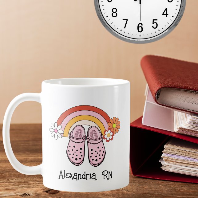 Mug Retro Arc-en-ciel et en caoutchouc Clogs Monogramm (Créateur téléchargé)
