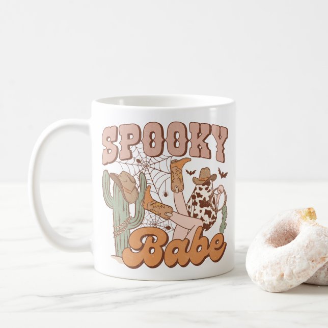 Mug Rétro "Babe Éffrayant" Western Aesthétique (Avec donut)