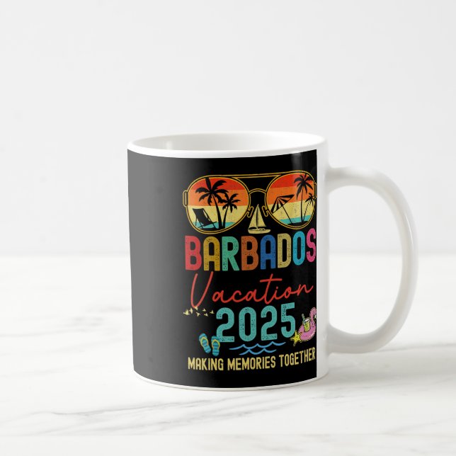 Mug Retro Barbados Vacation 2025 Memories Matching Gro (Droite)