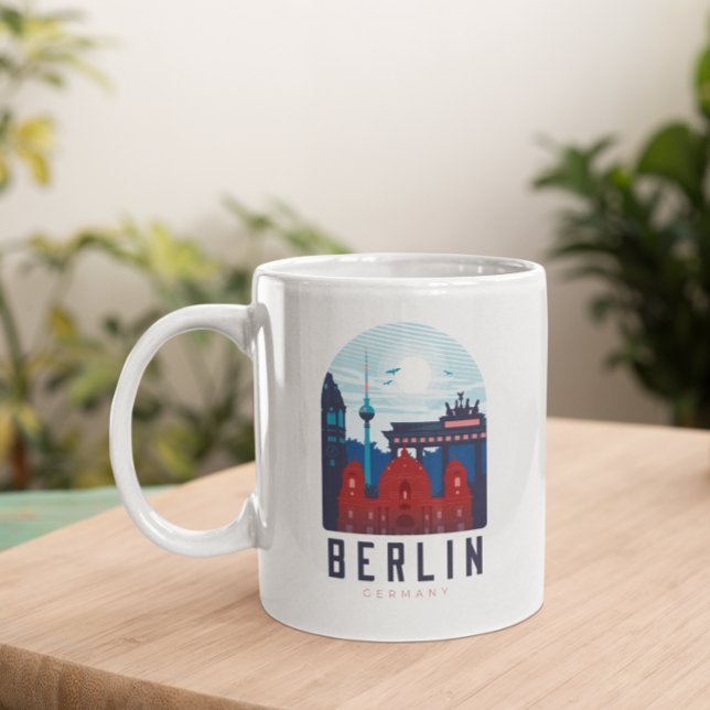 Mug Retro Berlin Skyline Allemagne (Retro Berlin Skyline Germany Coffee Mug)