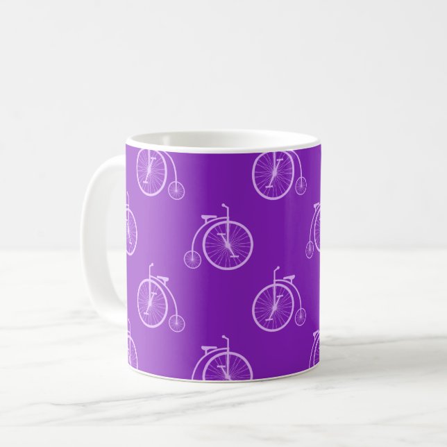 Mug Retro Bicycle Pattern in Purple Tones  (Devant gauche)