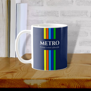 Mug Retro Blue Modern Stripes Business Logo