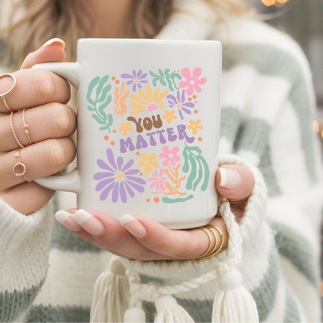 Mug Retro Boho Floral Vous Comptez Santé Mentale (Créateur téléchargé)