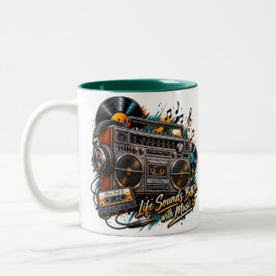 Mug Rétro Boombox "La vie sonne mieux avec de la m