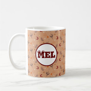 Mug Retro Brown Boho Whimsical Pattern Personalized 