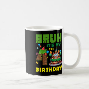 Mug Rétro Bruh C'est mon 4ème anniversaire Gâteau Pixe