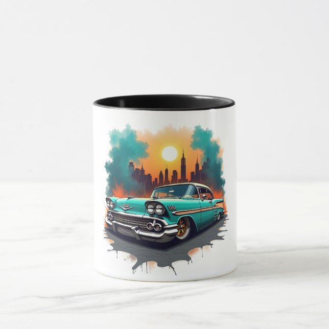 Mug Retro Car Skyline Vibes Coffee Cup (Centre)