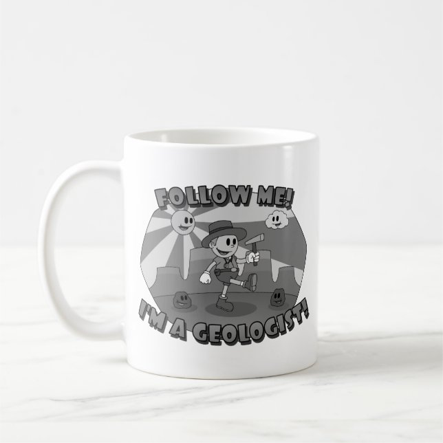 Mug Retro Cartoon - Suivez-Moi ! Je suis géologue ! (Gauche)