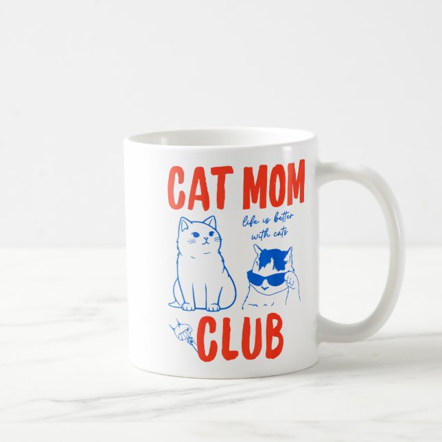 Mug Retro Cat Mom Club Funny Cat Meme Mama Grandma Mot (Droite)