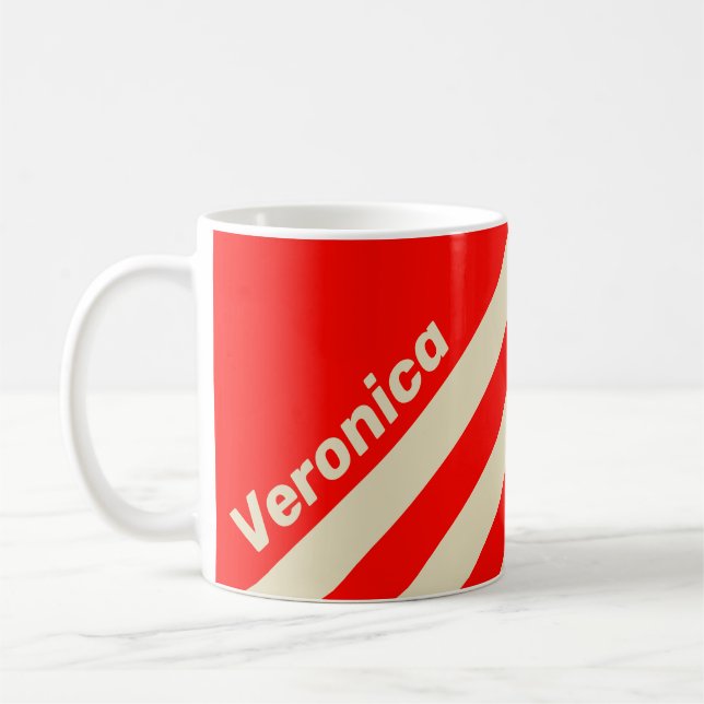Mug Rétro Cerise Trois Bandes avec Nom (Gauche)