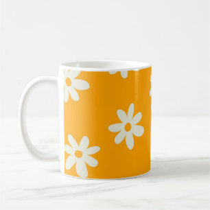 Mug Retro Chic Blanc Jaune Floral brillant Y2K