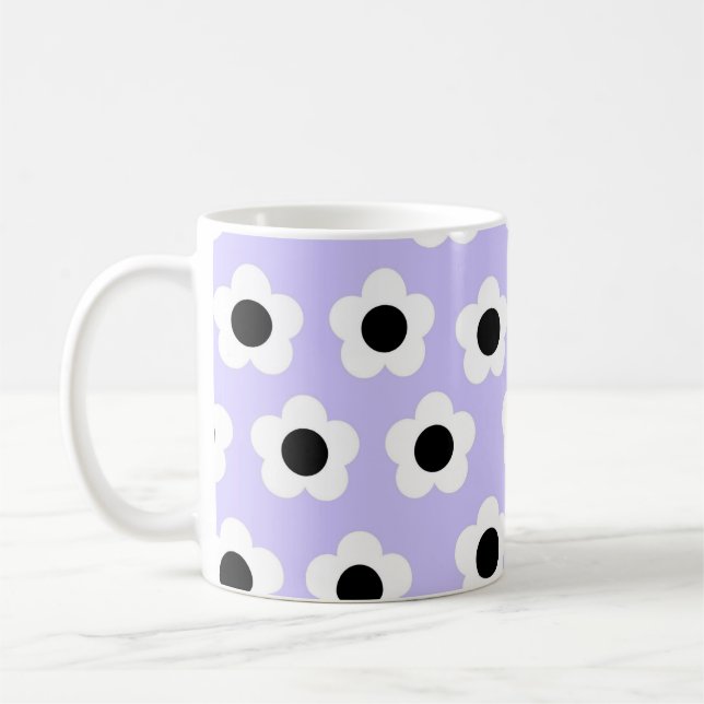 Mug Retro Chic Bleu Floral Blanc intemporel Style Y2K (Gauche)