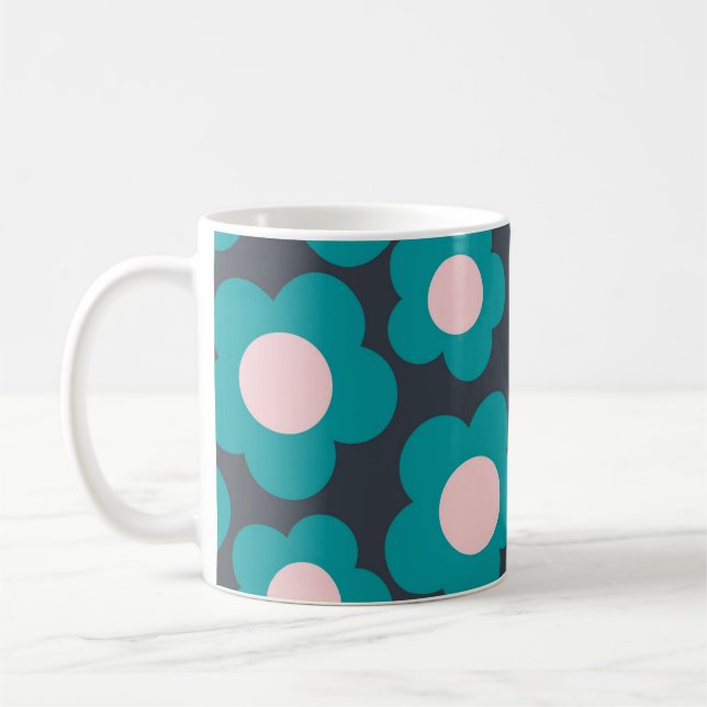 Mug Retro Chic Bleu Rose Floral Vibrant Y2K (Gauche)