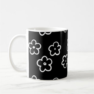 Mug Retro Chic noir et blanc Floral Classic Y2K
