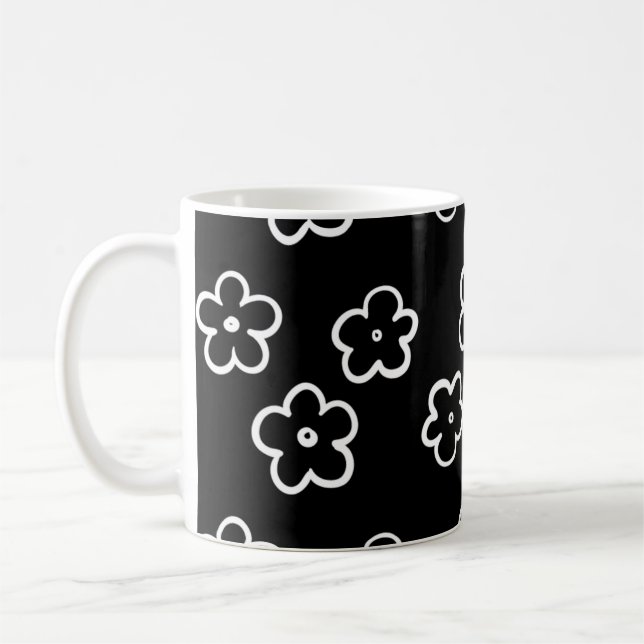 Mug Retro Chic noir et blanc Floral Classic Y2K (Gauche)