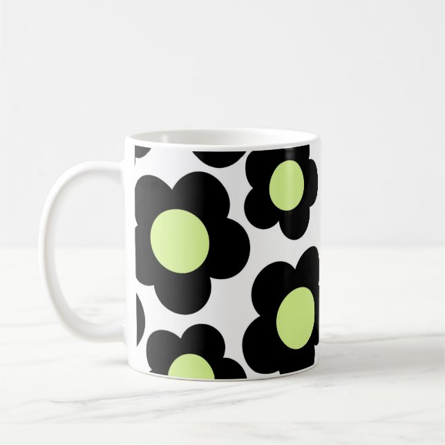 Mug Retro Chic Noir Neon Vert Floral Gras Y2K (Gauche)