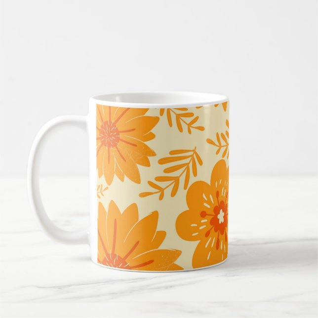 Mug Retro Chic Orange Floral Bold Y2K Inspiré (Gauche)