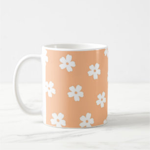 Mug Retro Chic Peach White Floral Soft Y2K Inspiré