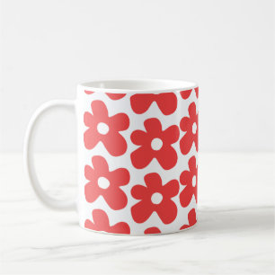 Mug Retro Chic Rouge Floral Gras Fleur Y2K