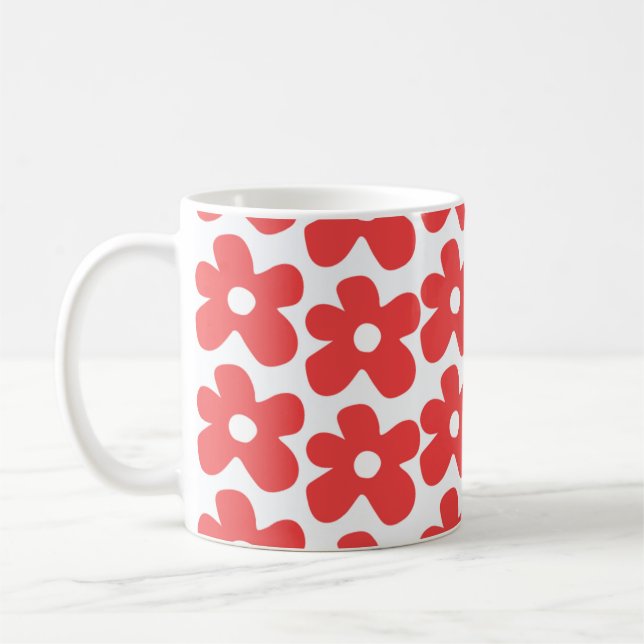 Mug Retro Chic Rouge Floral Gras Fleur Y2K (Gauche)