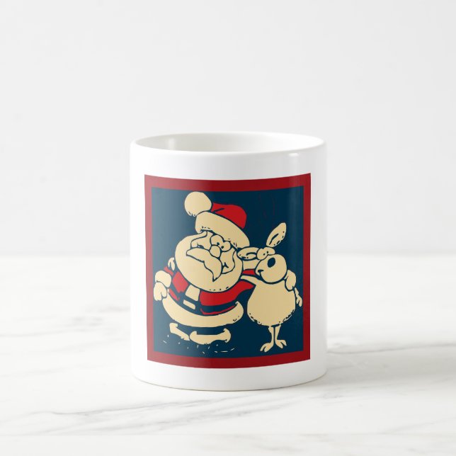 Mug Retro Christmas Père Noël et son Reindeer Buddy (Centre)
