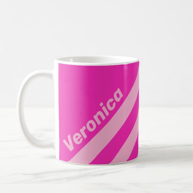 Mug Rétro Ciel Rose Trois Bandes avec Nom (Gauche)