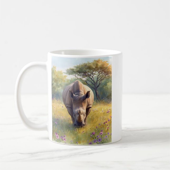 Mug Rétro Classique Rhinocéros Africain (Gauche)