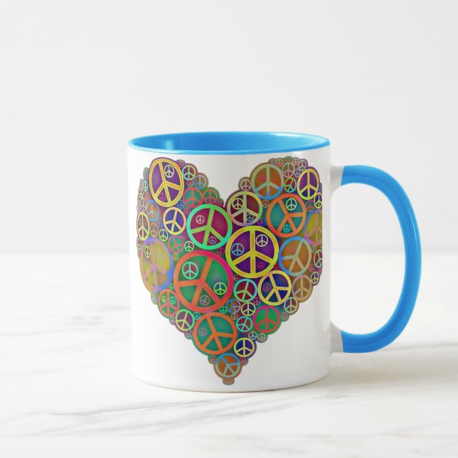 Mug Rétro coeur vintage de paix (Droite)