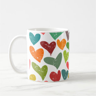 Mug Retro Colorful Super Valentine Coeurs Motif
