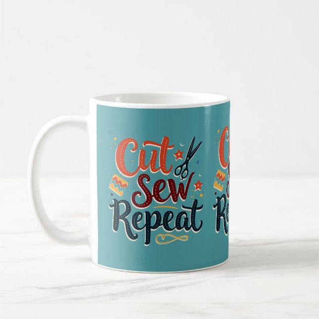 Mug Rétro "Couper Coudre Répéter" Conception pour les  (Gauche)
